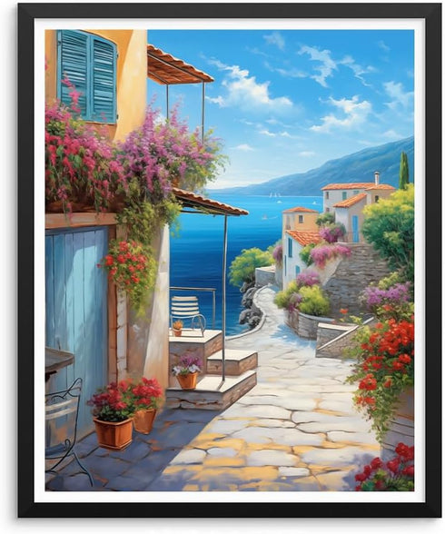 Natuyalo Paint by Numbers for Adults - DIY Adult Paint by Number Kits Painting on Canvas Town Street Painting by Numbers for Beginners, Landscape ...