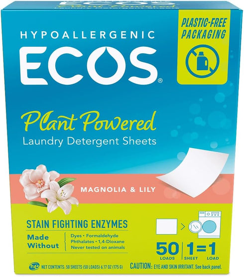 ECOS Laundry Detergent Sheets - No Plastic Jug - Vegan, No Mess & Liquid Free - Laundry Sheets in Washer - Hypoallergenic, Plant Powered Laundry D...