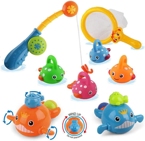 Dwi Dowellin Bath Toys Fishing Games Swimming Whales Bath Time Bathtub Toy for Toddlers Baby Kids Infant Fish Set Age 18months and up...