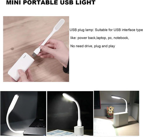 Mini USB Light, Portable Book Reading Lamp with 6 LEDs Protect Eyesight, USB Powered for Power Bank Computer Laptop Flexible Bendable Night Light-...