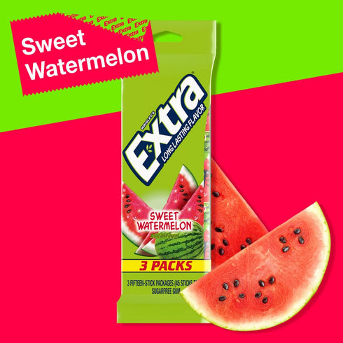 EXTRA Watermelon Sugar Free Chewing Gum, 15 ct (3 Pack)...
