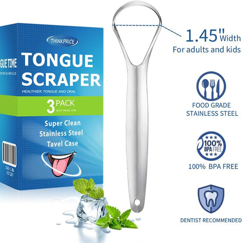 Tongue Scraper for Adults kids Metal Tongue Cleaner for Oral Hygiene Bad Breath...