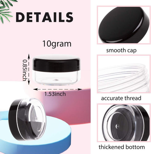 10 Gram Sample Containers with Lids, 10ML Sample Jars, 40 PCS Small Cosmetic Sample Containers for Makeup, Lotion, Eye Shadow, Liquids, Powder, Li...