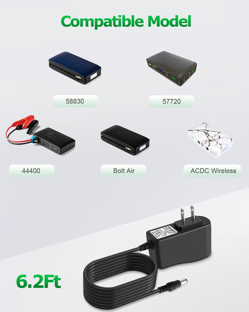 Charger for Halo Bolt 58830 AC Adapter 14V Replacement Charger for Halo Bolt 55720 44400 1201 Air Compact ACDC Wireless Car Jump Starter Power Cor...