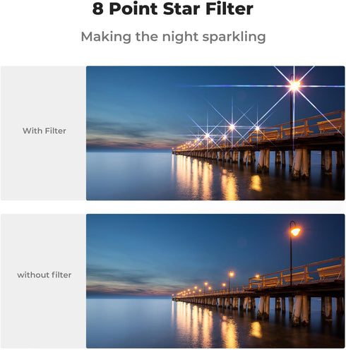 K&F Concept 52mm Star Filters Kit (3pcs) 4 Points 6 Points 8 Points Cross Screen Starburst Filters Set -18 Layer Coating Ultra Slim Optical Glass ...