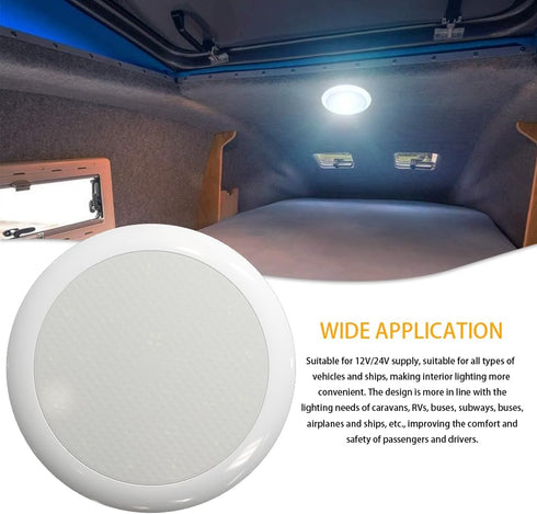 12 Volt LED Lights 7" DC 12/24V 10W Downlight 5500-6500K Bright White Round Dome Camper RV Interior Lights Ceiling LED Panel Light for Inside Car ...