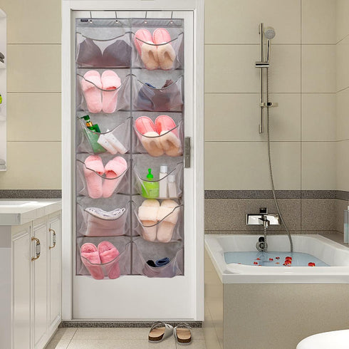 Extra Large Mesh Pockets Shoe Organizer Hanging Shoe Rack for Bedroom Shoe Storage Bathroom Shoe Holder (12 Large Pockets)...