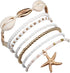 Pingyongchang Layered Shell Beaded Bracelets for Women Boho Seashell Beaded Gold Starfish Woven Bracelet Summer Beach Wind Starfish Rice Beads Bra...