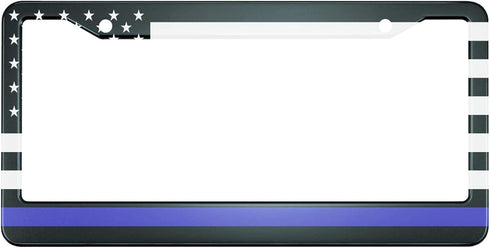 HOSNYE U.S. Police Flag License Plate Frame Stars and Blue Lines Metal License Plate Cover Front Plates Frames Car Tag Frame for Women Men US Vehi...
