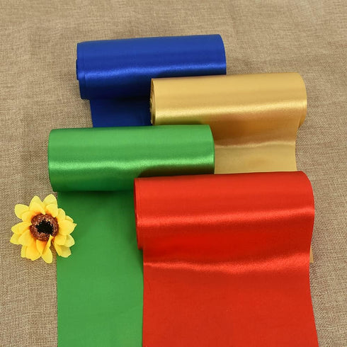 TONIFUL 6 inch x 22yd Wide Red Satin Ribbon Solid Fabric Large Ribbon for Grand Opening Cutting Ceremony Wedding Birthday Party Decoration Gift Cr...