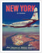 New York USA by Clipper - Boeing 377 over Manhattan Island - Pan American World Airways - Vintage Airline Travel Poster c.1950 - Fine Art Matte Pa...