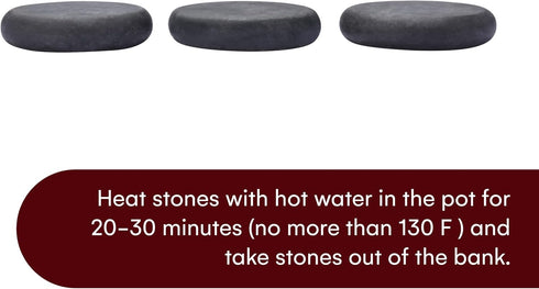 Pino Products Hot Massage Stones - 6 Large Essential Black Basalt Stones - Massage Therapy, Relaxation Basalt Stones - Rock Stone Massage Kit Warm...