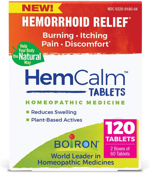 Boiron HemCalm Tablets for Hemorrhoid Relief of Pain, Itching, Swelling or Discomfort - 120 Count (Pack of 1)...