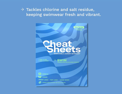 Laundry Detergent Sheets Swim Travel Packs Sea Spray - 10 Sheets (10 Loads) - Travel Friendly - Liquidless and Powderless - Eco-Friendly - Formula...