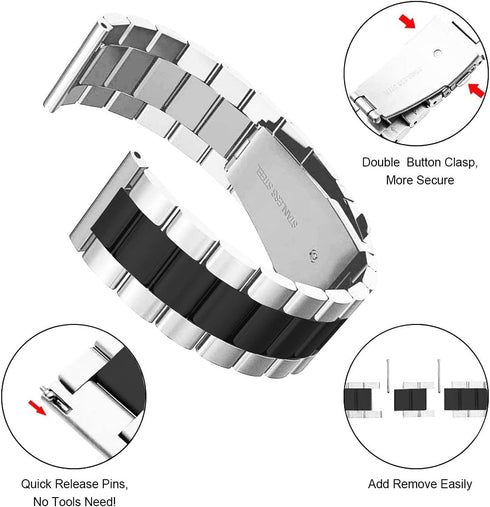 Valkit Compatible with Samsung Galaxy Watch 46mm/Galaxy Watch 3 45mm Bands/Samsung Gear S3 Classic/Gear 2, 2 Pack 22mm Stainless Steel Solid Wrist...