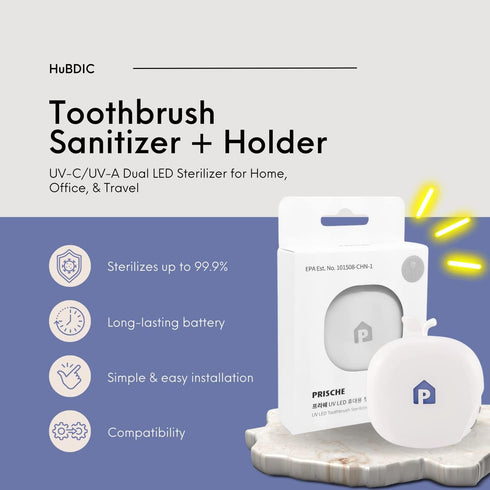 HubiCare Toothbrush Holder, UV-C/UV-A Dual Cleaner for Home, Office, and Travel, USB Rechargeable, Compatible with All Brush Heads, Automatic and ...