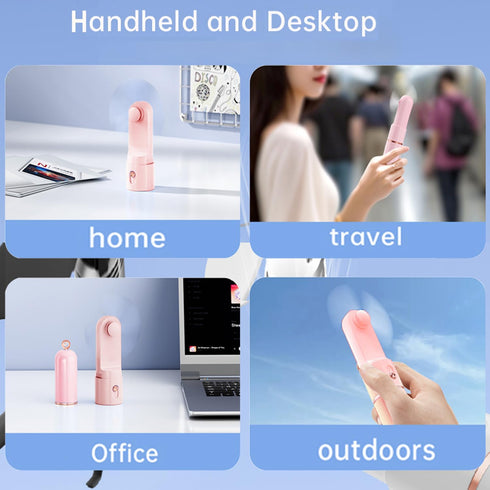 Portable Handheld Fan, Mini Fan USB Rechargeable, 3 Speed Personal Small Pocket Fan, Battery Operated Fan with Power Bank, Travel Hand Fan for Gir...