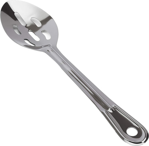 Super Strong, Ergonomic 11 in Serving Spoon 1 Pk. Big, Slotted Stainless Steel Spoons for Cooking, Baking and Basting. Best Kitchen Flatware for B...