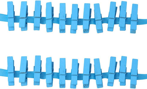 jijAcraft 100Pcs Clothespins with Ribbon, 1.4Inch Wooden Clothes Pins with 25Yds Blue Ribbon, Blue Photo Clips, Small Baby Shower Decor Clips, Cra...