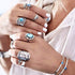 Barode Boho Turquoise Knuckle Vintage Feather Joint Knuckle Ring Set Stackable Midi Ring Set for Women(8PCS)...