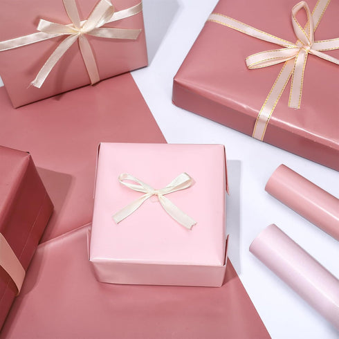 JarThenaAMCS 12 Sheets Dusty Pink Wrapping Paper - Not Roll - 6 Colors Gradient Pink Gift Wrap Paper Folded Flat DIY Craft Art Paper for Wedding B...