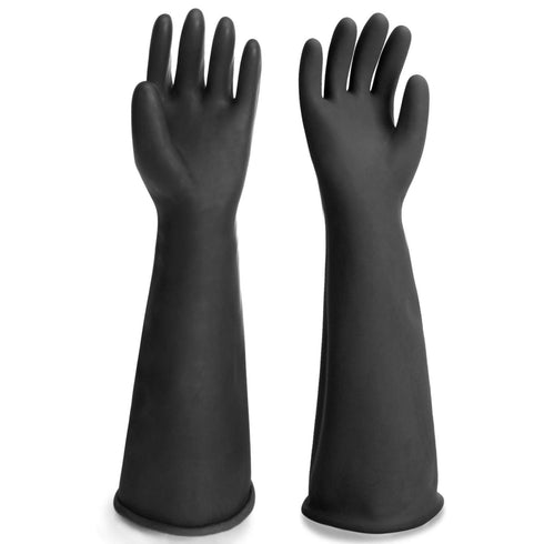 Black Rubber Gloves Extra Large, 22" Long Chemical Resistant Gloves, Waterproof Reusable Dishwashing Household Cleaning Safety Work Heavy Duty Ind...