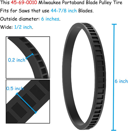 4PCS 45-69-0010 for Milwaukee Pulley Tires Replacement Portaband Saw Belts 6225 6230 6232-6 AO2807 6238N 6238-20 2729-20...