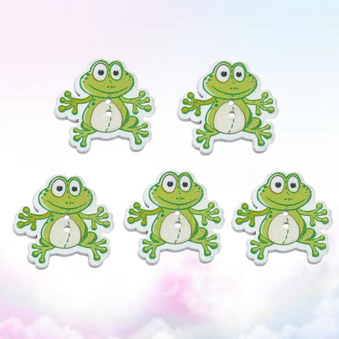 Healifty 50Pcs DIY Wooden Buttons,Sewing Buttons Frog Buttons 2 Holes Buttons Animal Buttons for Sewing DIY Craft Multicolored...