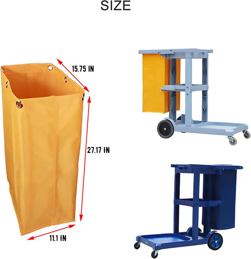 Replacement Janitorial Cart Bag-16 x 11 x 27inches, High Capacity Waterproof Thickened Housekeeping Commercial Janitorial Cleaning Cart Bag with 6...