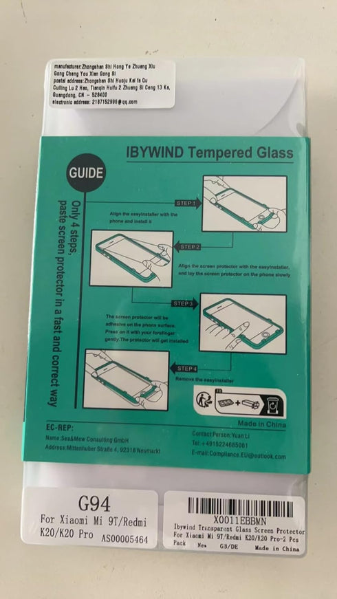 Ibywind Screen Protector For Xiaomi Mi 9T/Redmi K20/K20 Pro,with 2Pcs Tempered Glass,1Pc Camera Lens Protector,1Pc Backing Carbon Fiber Film [Fing...