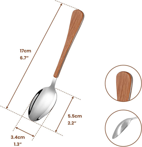 Daily Treasures Dinner Spoons Set, 6Pack 6.7" Food Grade Stainless Steel Spoons, Imitation Wood Handle Flatware Spoons for Coffee Dessert Tea Home...