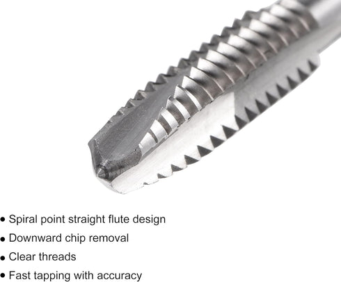 uxcell Spiral Point Threading Tap 10-24 UNC, HSS (High Speed Steel) Machine Thread Screw Tap 3 Straight Flutes Uncoated Tapping Tool H2 Tolerance...