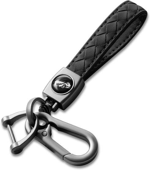 Carabiner Keychain, Universal Heavy Duty Woven Handmade Leather Key Chain, Car Fob Key Keychains with 360 Degree Rotatable Snap Swivel and Anti-Lo...