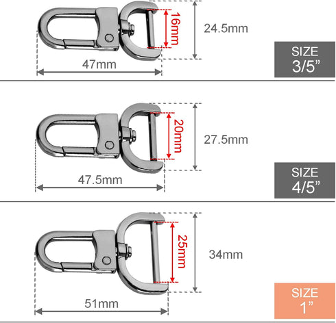 6 Pack 1 Inch Detachable Snap Hook Swivel Clasp, Metal Lobster Claw Clips Clasp with Screwdriver for Replacement Purse Keychain Hardware, Keyring ...