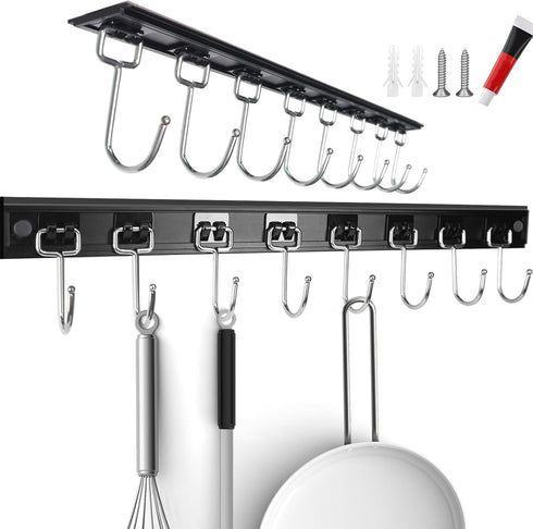2PCS Utensil Racks with 8 Hooks 17 Inch Kitchen Utensil Holders Hanging Utensil Rack Multifunctional (17 inch)...