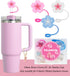 ?3 +3) YILANCOL Straw Cover Compatible with Stanley Tumbler 3PCS Straw Toppers with 3 Initial Letter Butterfly Charms Personalized Handle Charm Fo...