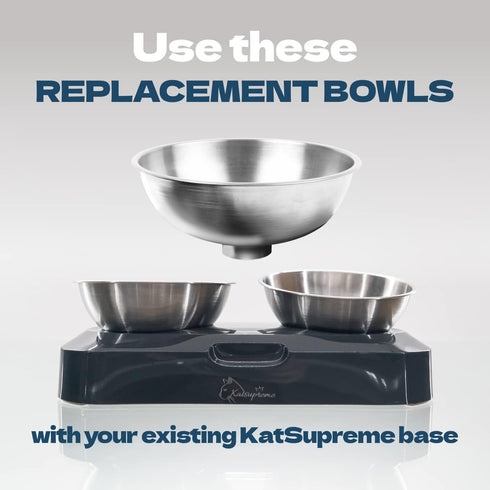 Raised Cat Food Bowls - Two Replacement Bowls Set, Elevated Tilted Bowls, Stainless Steel Bowls, Cat Feeding Bowls (2 pcs)...