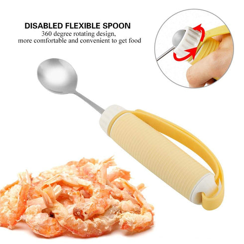 Fdit Disabled Patient Arthritis Elder Utensil Removable Flexible Rotating Eating Tablewares (spoon)...