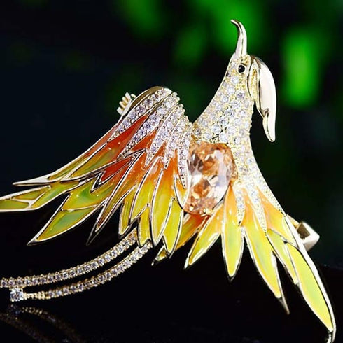 3Pcs Sparkling Rhinestone Phoenix Brooch Enamel Lapel Pin for Clothing Accessories...
