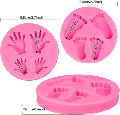 Whaline Silicone 3D Baby Feet Hands Mold Pink Chocolate Fondant Mould Baby Shower Candy Cake Topper Decoration DIY Baking Pudding Sugar Mould for ...