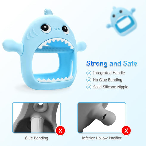 Kpblis 2 Pcs Baby Teething Toy for Babies 0-6 Month, Never Drop Shark Teether Toys for Babies 6 to 12 Months, Baby Remote Control Teether Toys, In...