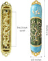 Hand Painted Enamel Mezuzah Embellished with a Tree of Life Design with Gold Accents and Crystals by Matashi, (MTMZ221)...