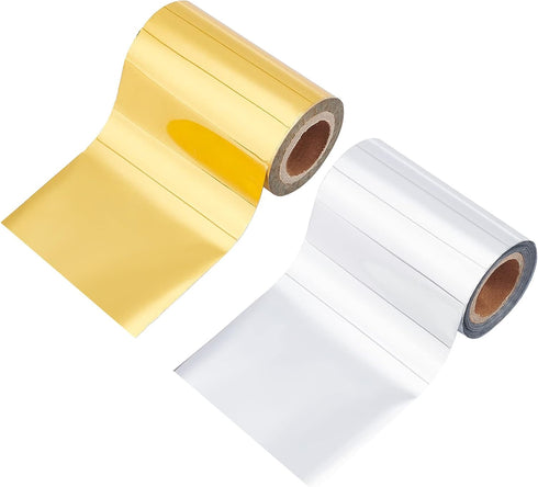 SUPERFINDINGS 2 Colors Hot Foil Stamping Paper 66Ftx3.15 in Toner Reactive Foil Paper Heat Transfer Foil Paper for DIY Craft Embossing Scrapbookin...
