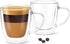 DLux Lungo 5.4oz Coffee Cups Double Wall, Clear Glass set of 2 Glasses with Handles, Insulated Borosilicate Glassware Tea Cup...