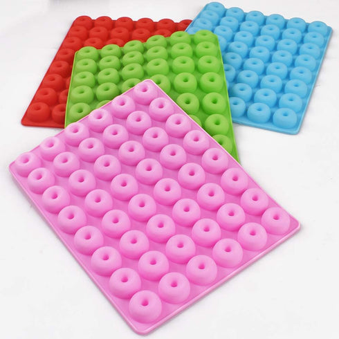 Newk Mini Donut Silicone Candy Mold, 4 Packs 48-Cavities Gummy Ring Molds with 2 Droppers, Nonstick Food Grade Mold for Candies, Chocolate, Ring G...