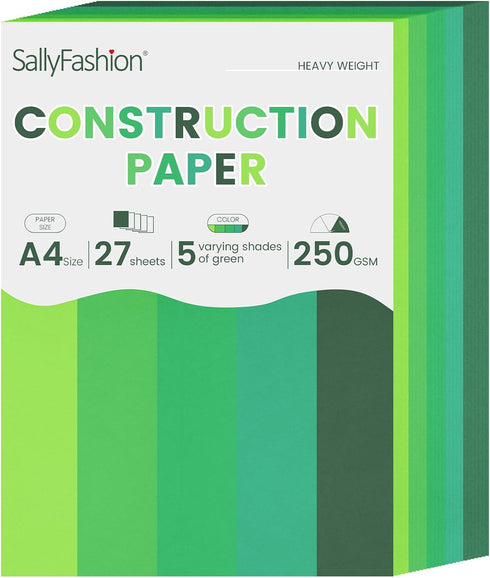 SallyFashion 27 Sheets Cardstock Paper for Craft, A4 Heavyweight Construction Paper Green Thick Craft Paper for Kids Art St. Patrick Decoration 25...