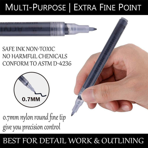 NAWOD Paint Pens White Black Acrylic Marker 6 Pack, Acrylic Permanent Marker, White Paint Pens for Rock Ceramic Wooden Leather Glass Painting Meta...
