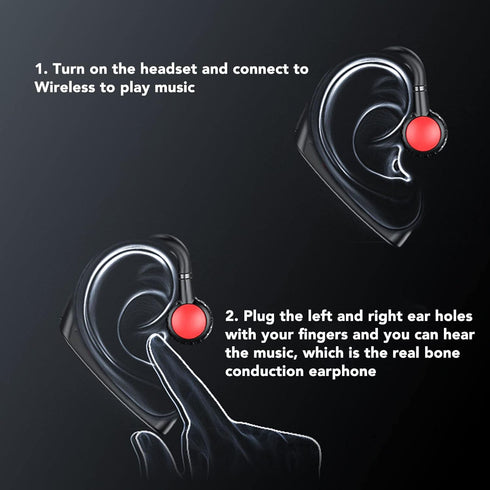 SUNGOOYUE Bluetooth Headset, Multifunctional 5.0 Bluetooth Bone Conduction Earbuds Stereo Hands Free Wireless Earpiece for Deaf...