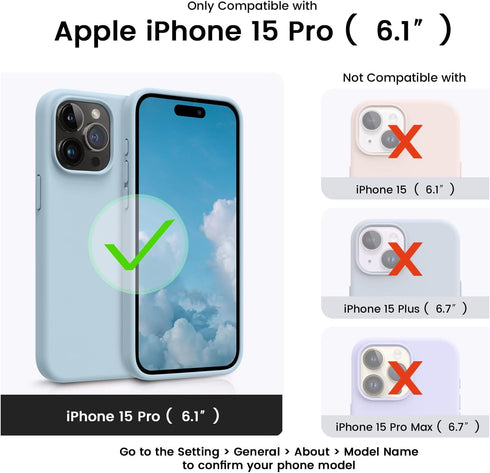 OTOFLY Designed for iPhone 15 Pro Case, Silicone Shockproof Slim Thin Phone Case for iPhone 15 Pro(6.1 inch), (Baby Blue)...