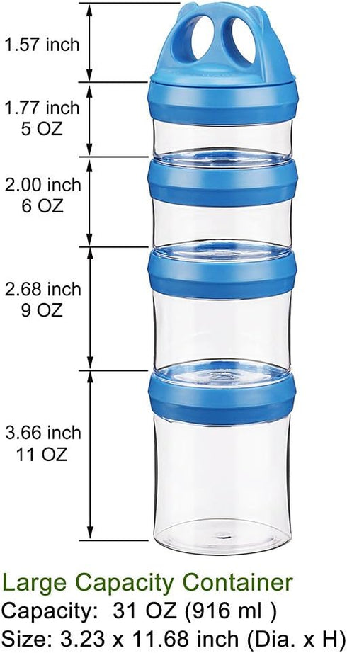 BeneLabel Stackable Food Storage Containers with Twist Lock System - BPA-Free Tritan Containers for Travel, Formula, Protein Powder, Snacks - Leak...